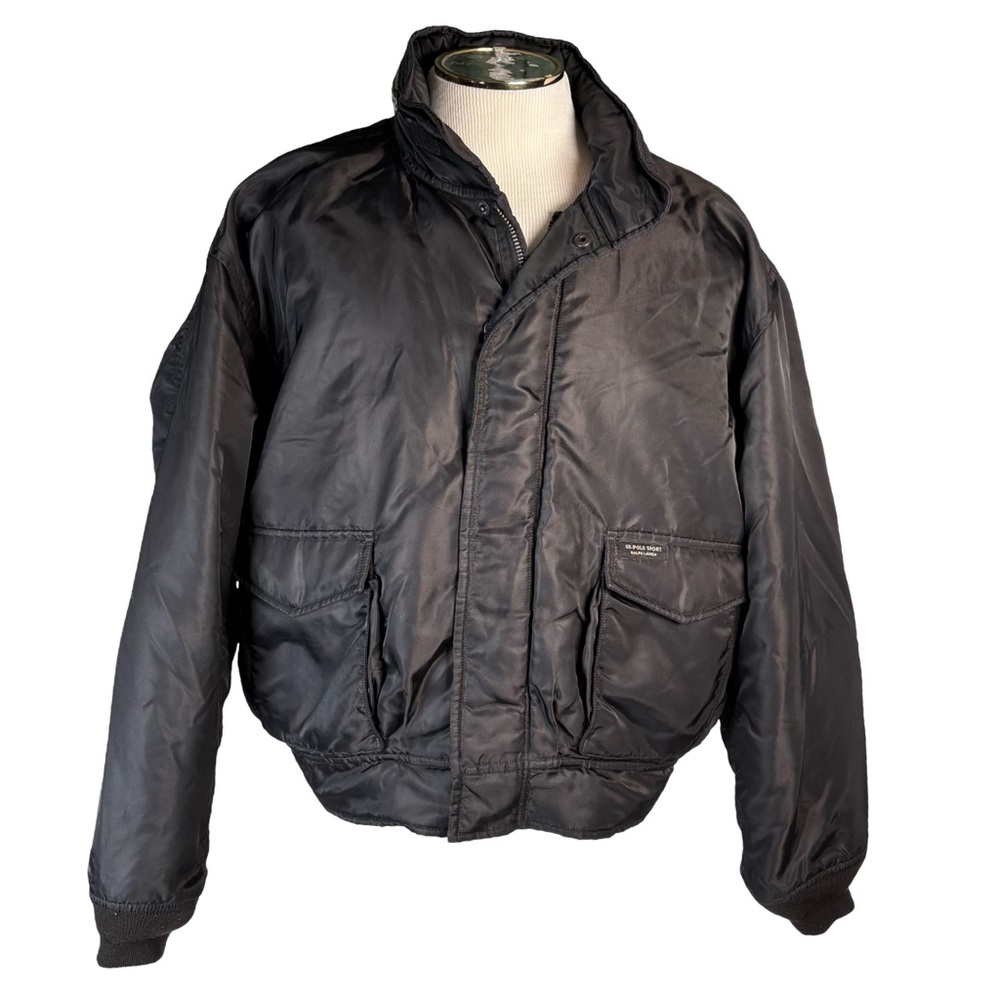 Ralph Lauren Polo Sport Sportsman Mens Nylon Bomber Division Jacket Size L Black